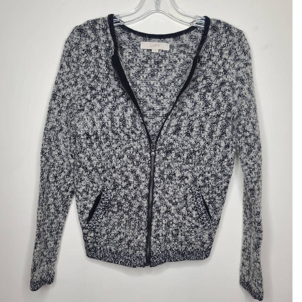 Ann Taylor LOFT long sleeve wool blend zipper cardigan sweater - small